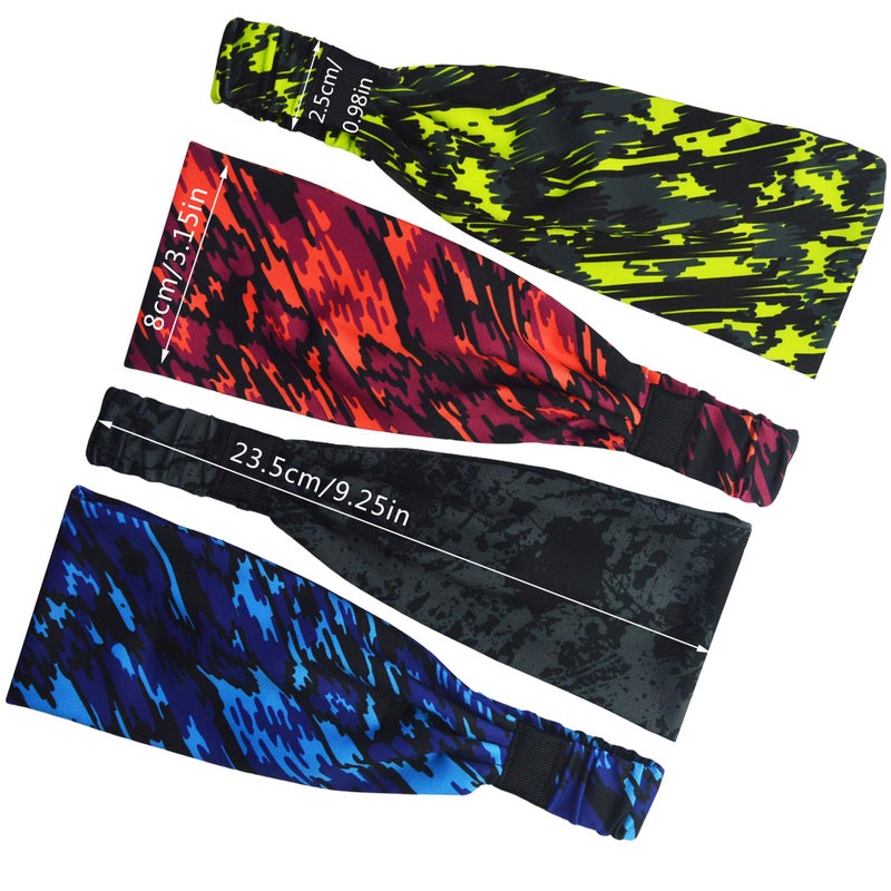 Obacle Headbands for Men Women Sweat Bands Headbands Non Slip Thin Lightweight Breatheable Head Band Outdoor Sports Workout Yoga Gym Running Jogging (Elastic Band, 4 Pack Black-Gray Blue Red Green) - Image 4